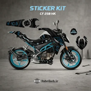 کیت استیکر CFMOTO CF250NK طرح Blue Dragon