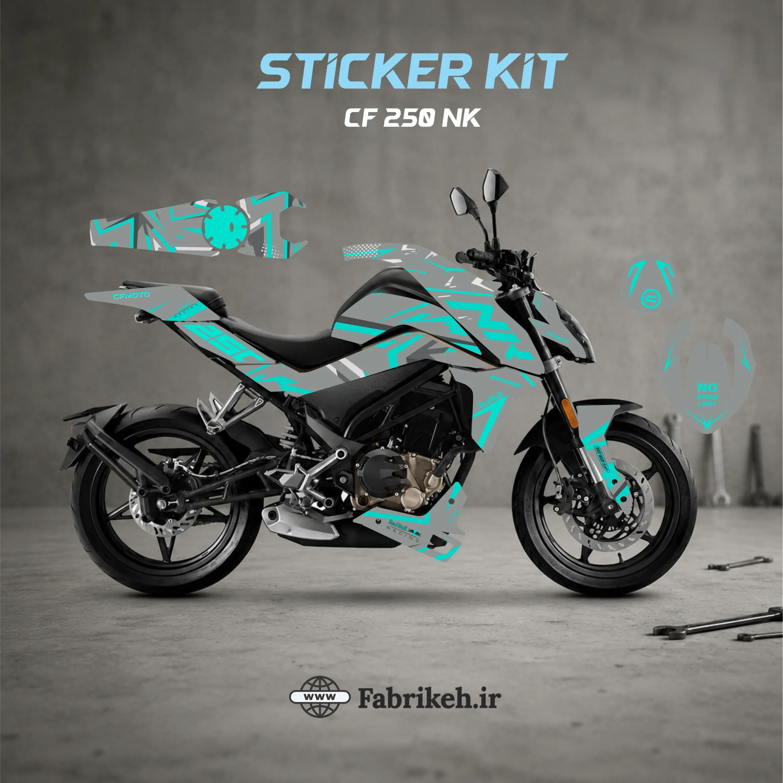 کیت استیکر CFMOTO CF250NK طرح Nardo Grey
