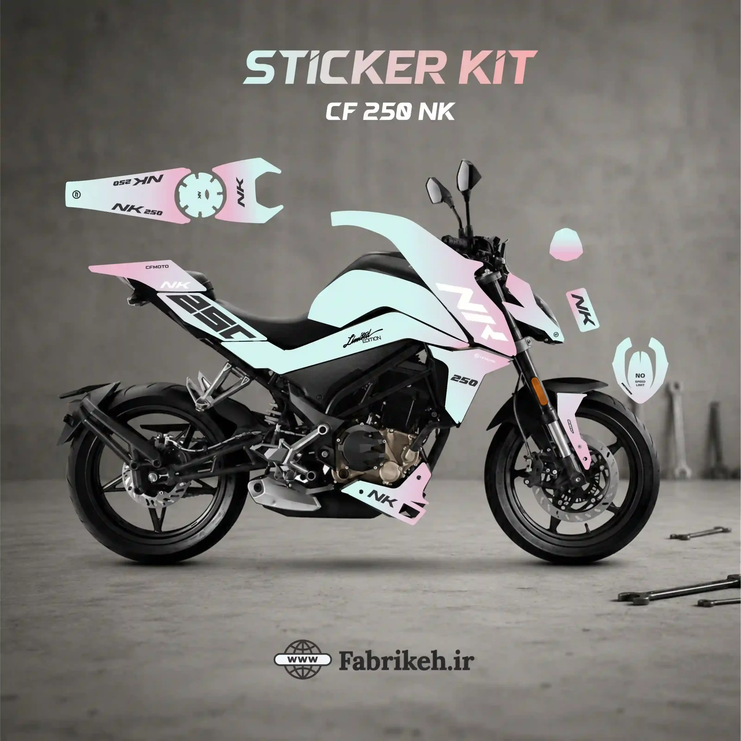 کیت استیکر CFMOTO CF250NK طرح Pastel Edition